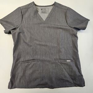 Figs Womens Large Gray Technical 3 Pocket Scrub Top Graphite